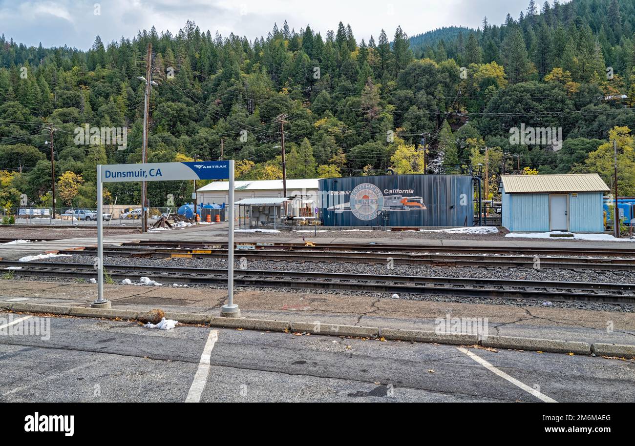 The historic railroad yard at Dunsmuir, California, USA Stock Photo Alamy