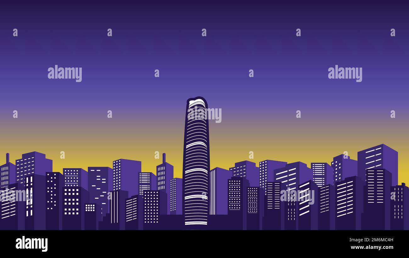 Vector City silhouette with tall buildings around. Collection city ...