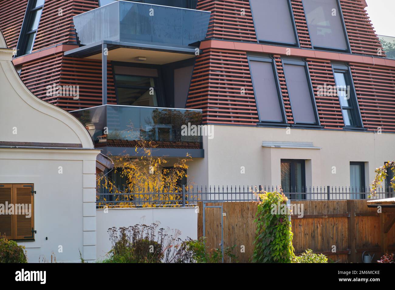 residential apartment house glass balcony terrace of modern ...