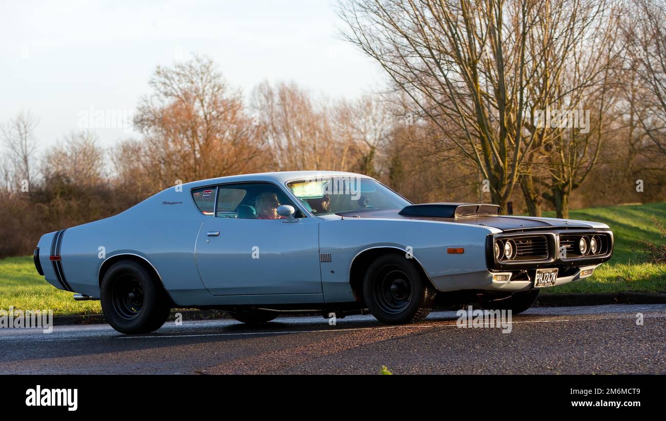 1972 blue Dodge Charger classic American car Stock Photo