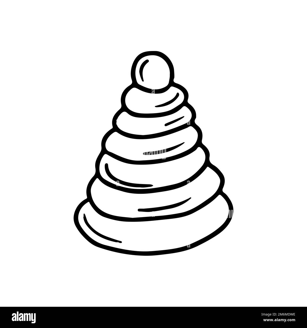Pyramid toy in hand drawn doodle style. Vector illustration on white background Stock Vector
