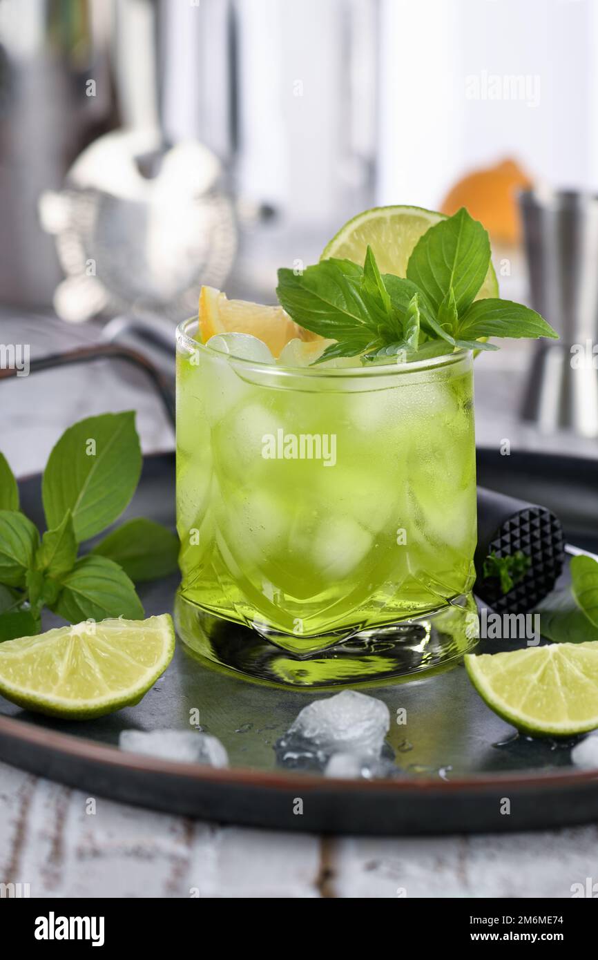 Thai basil smash cocktail Stock Photo Alamy