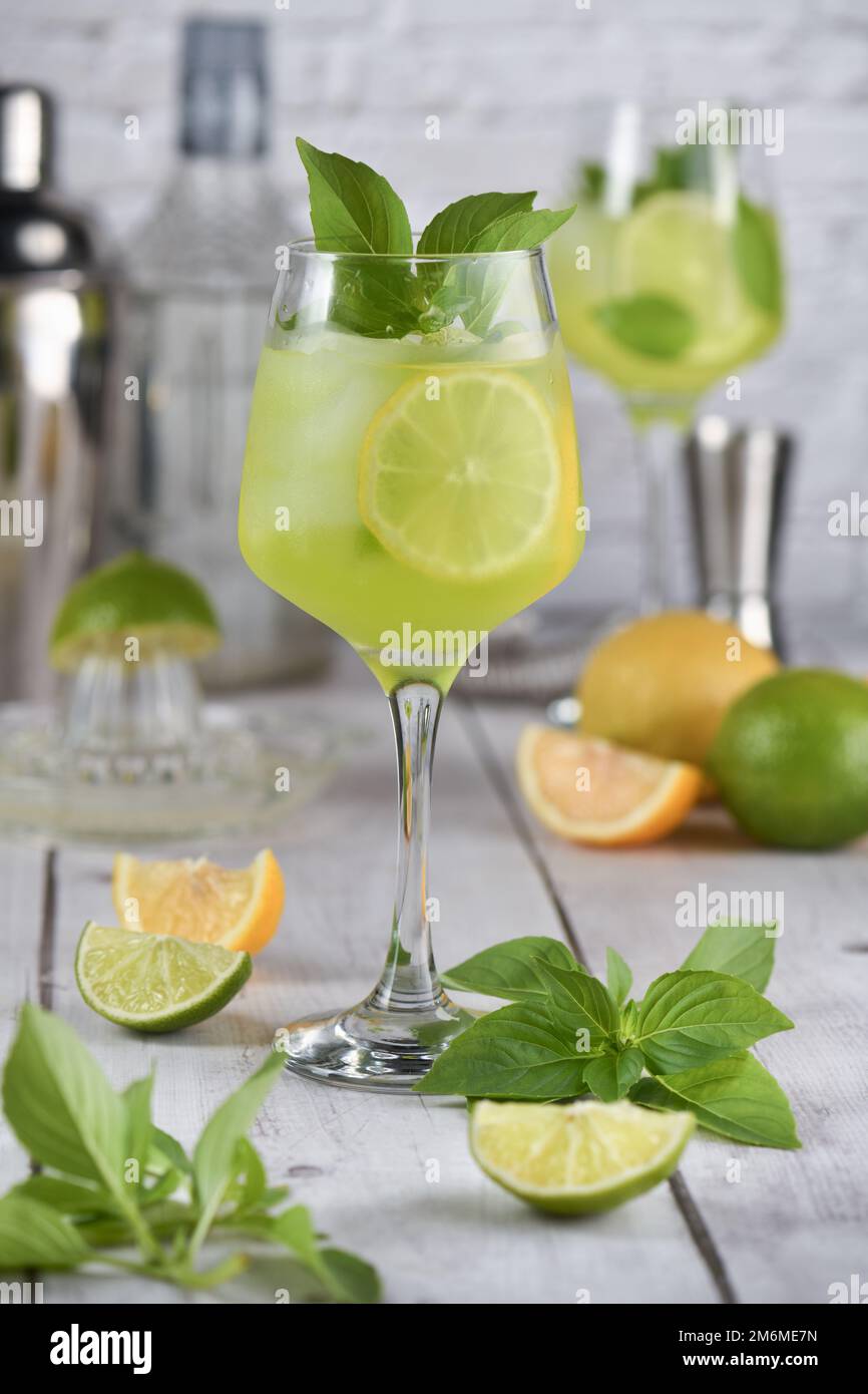Thai basil smash cocktail Stock Photo Alamy