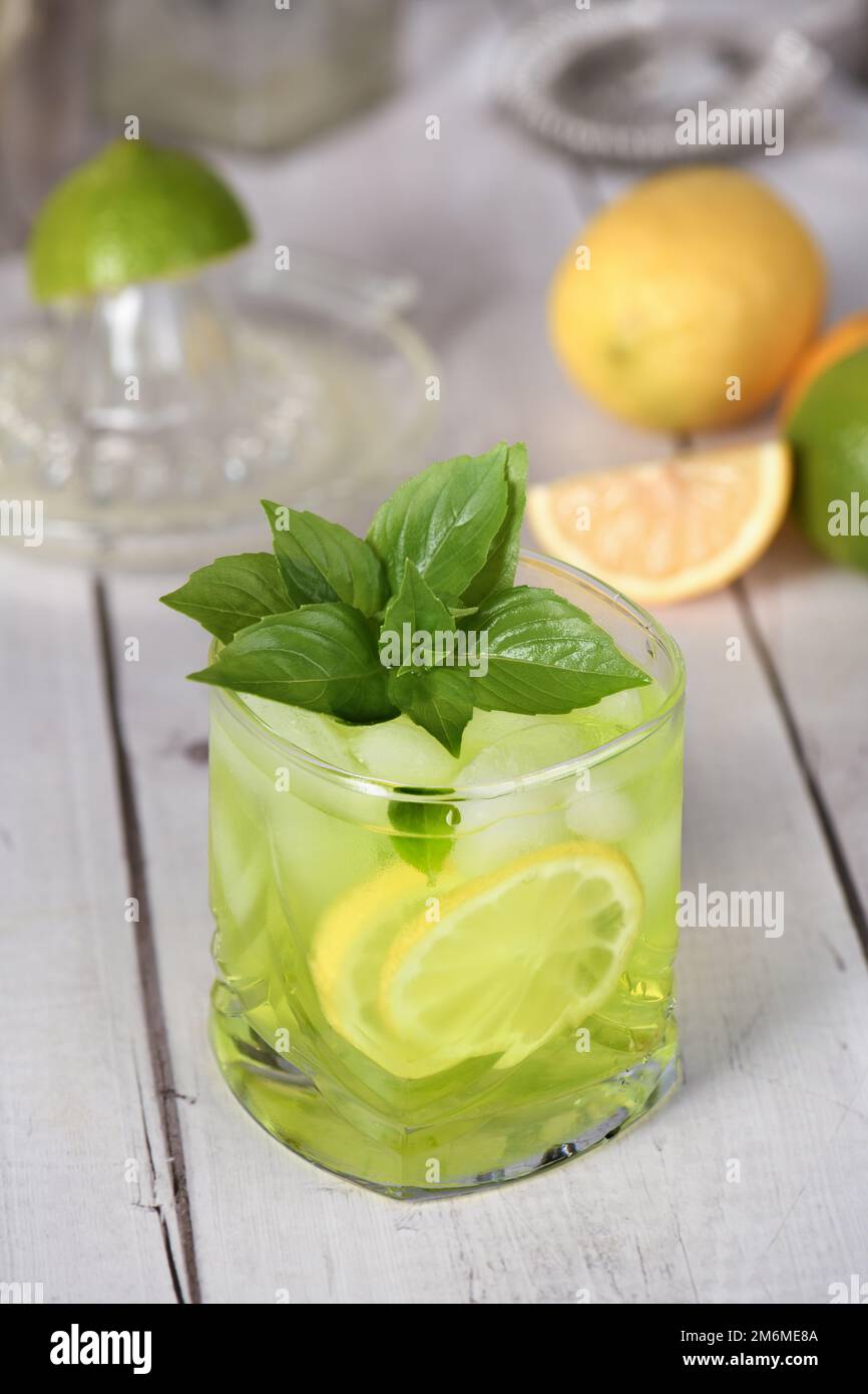 Thai basil smash cocktail Stock Photo Alamy