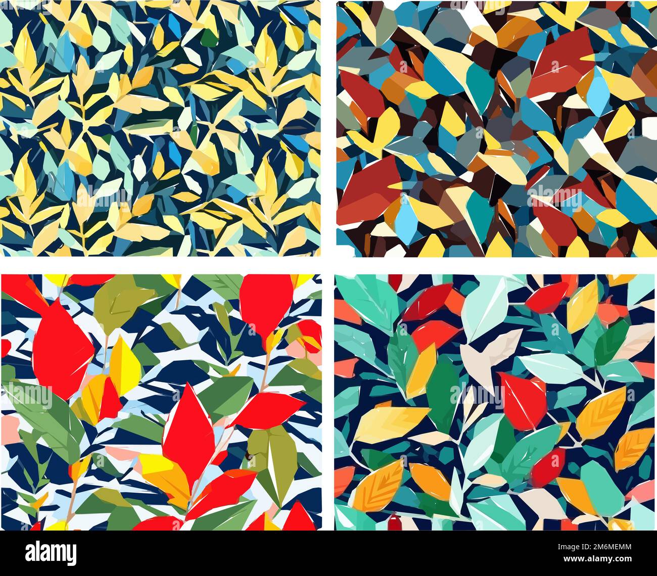 Set of colorful leaf patterns. For wallpaper, backgrounds, web, posters ...