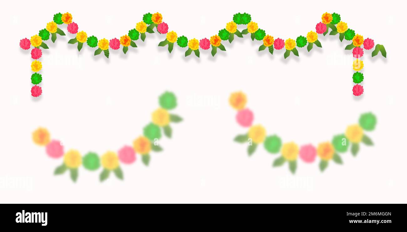 Traditional Indian floral garland of flowers and mango leaves