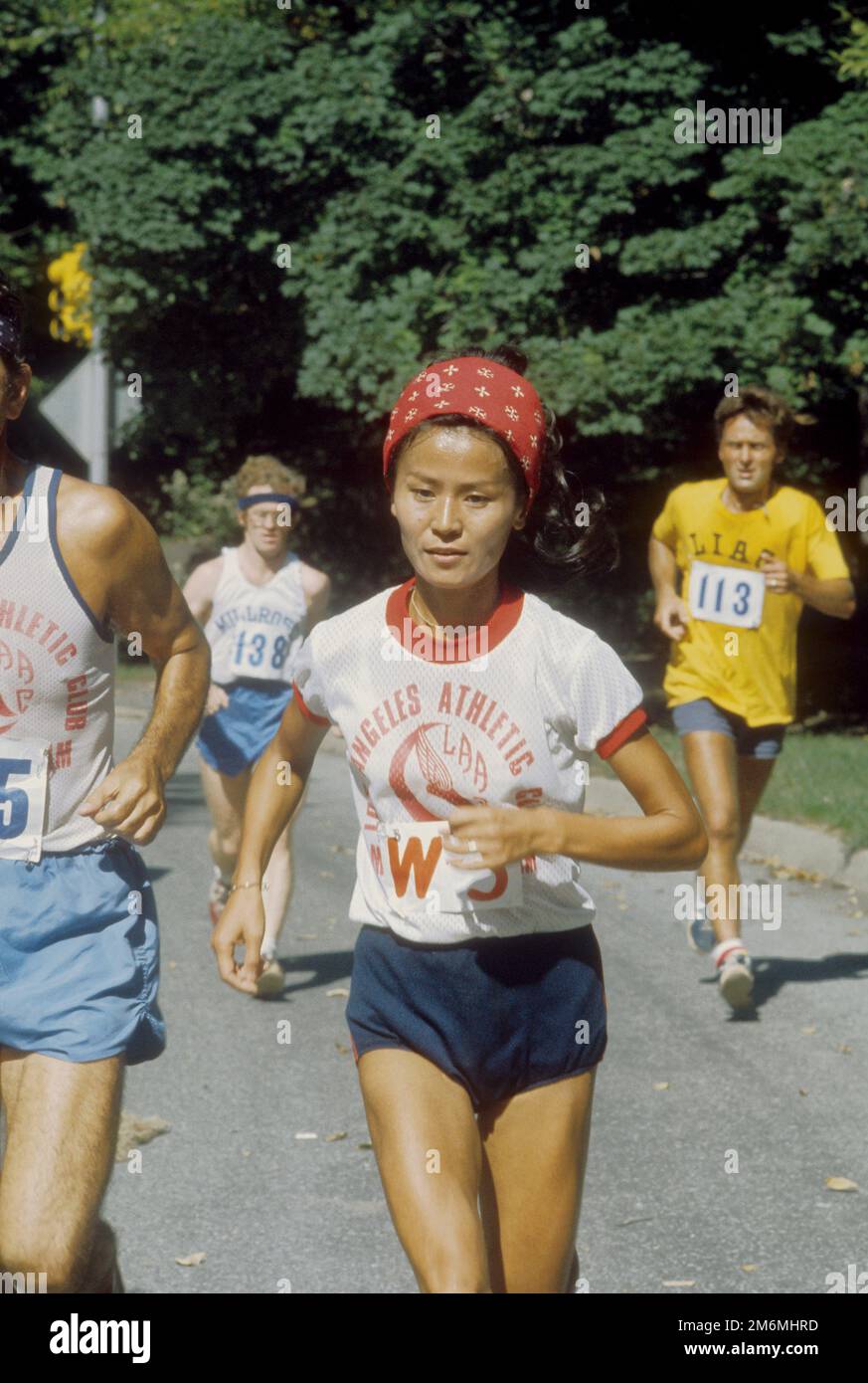 Miki Gorman competing in the 1975 New York City Marathon Stock Photo