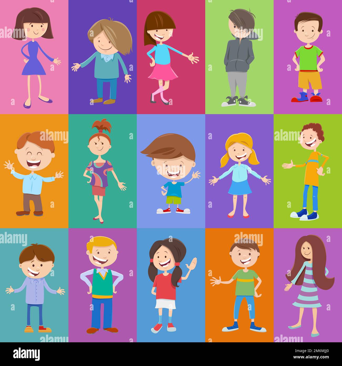 Pattern or background design with cartoon children characters Stock Photo