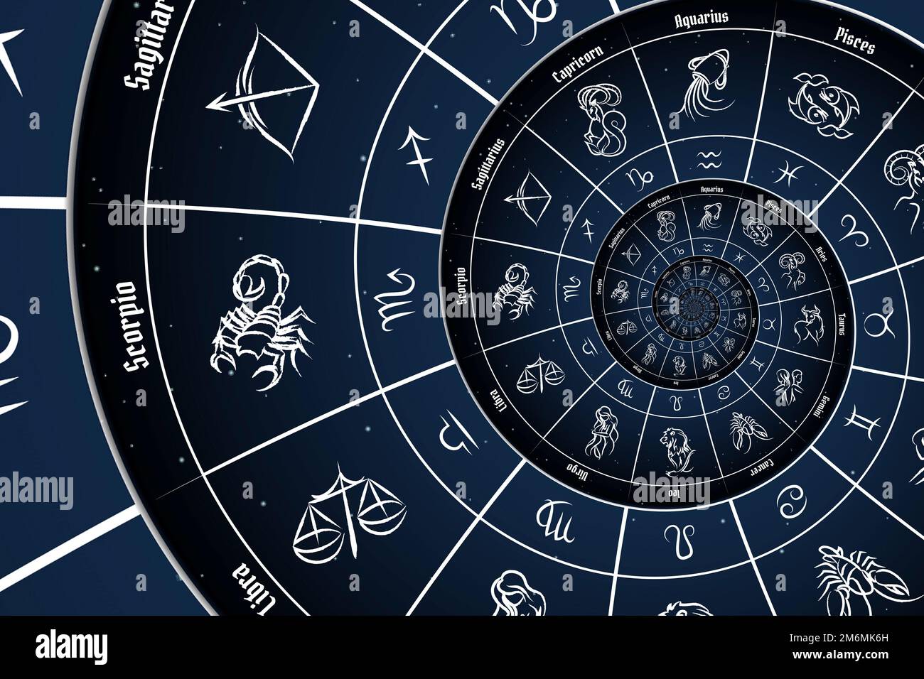 Zodiac Signs Horoscope background. Concept for fantasy and mystery Stock Photo
