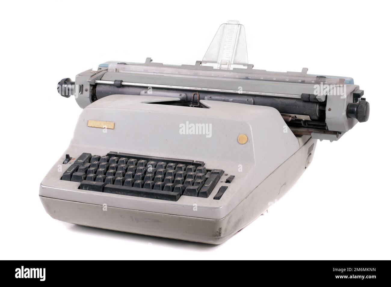 Old antique mechanical vintage typewriter on white with clipping puth ...