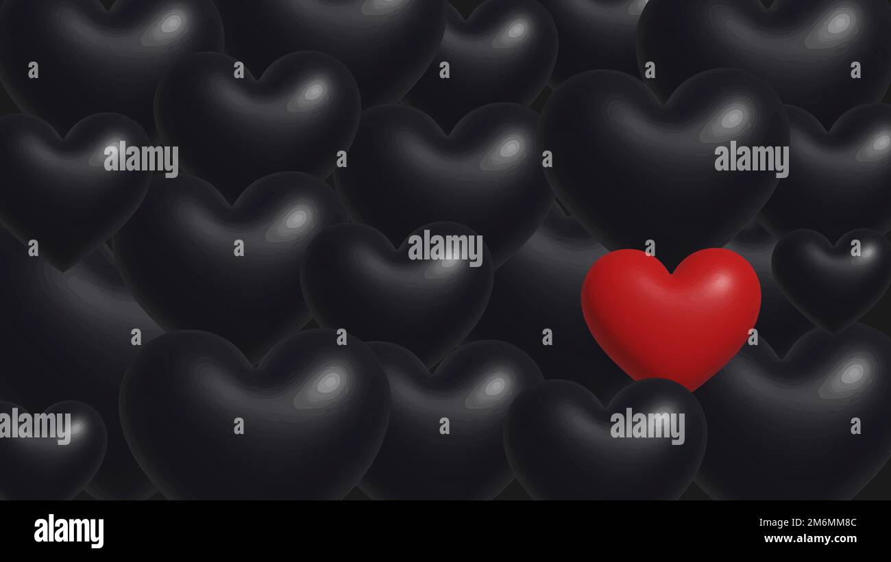 Valentine's day concept background with black hearts and red heart Stock  Vector Image \u0026 Art - Alamy, image size:1300x821