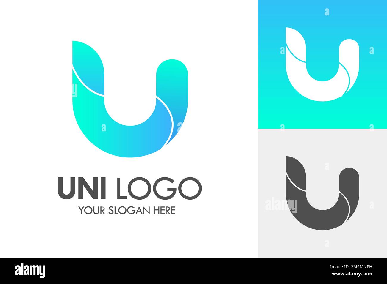 U Letter Colorful Gradient Logo Set Corporate Branding Vector Stock