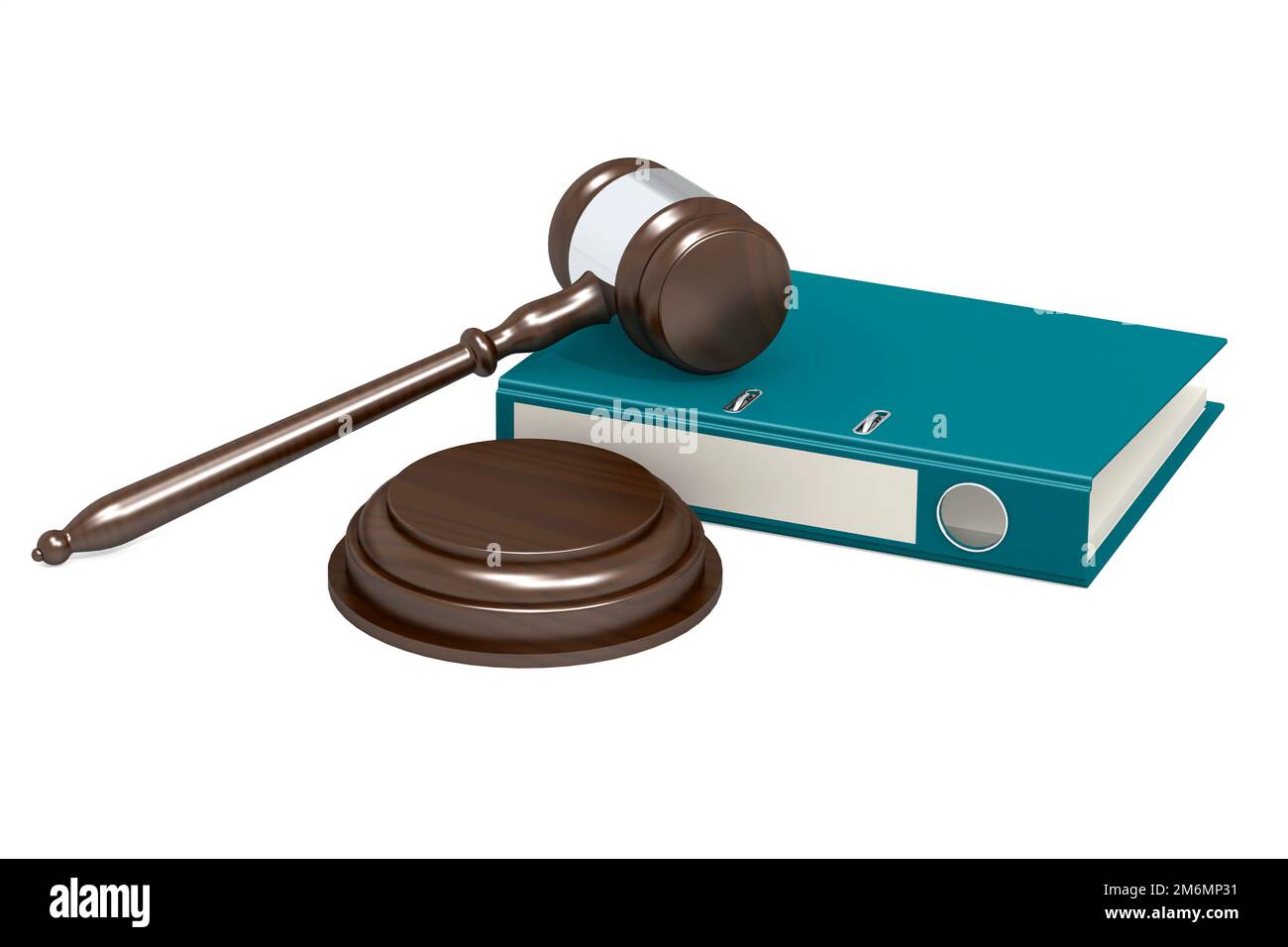 Wooden judge gavel and blue folder Stock Photo