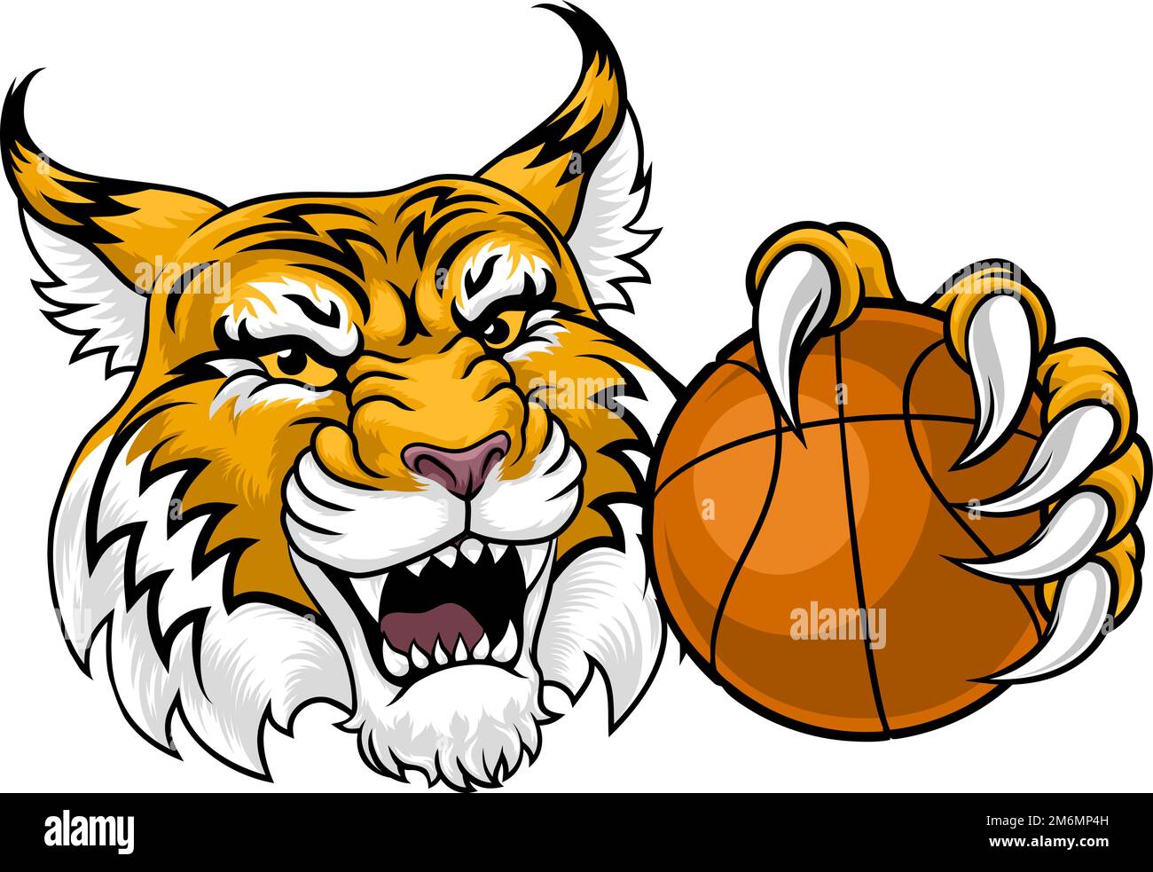Wildcat Bobcat Basketball Animal Sport Team Mascot Stock Vector