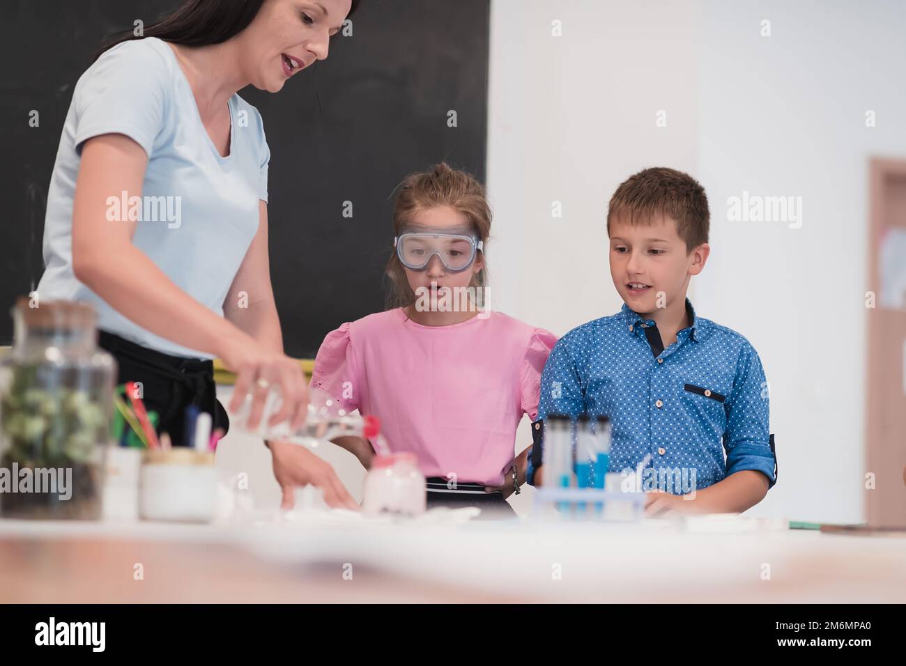 Elementary School Science Classroom Enthusiastic Teacher Explains