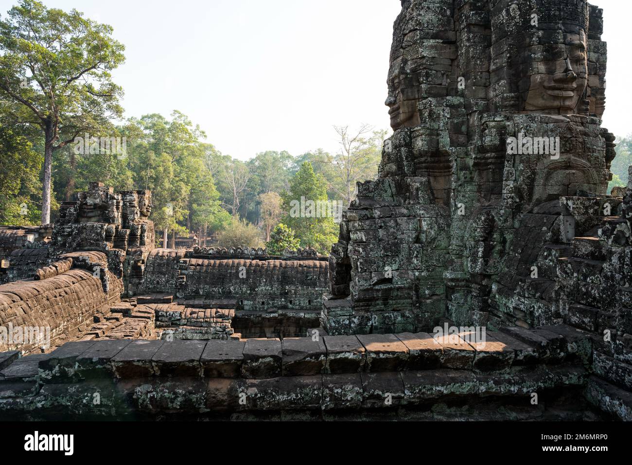 Angkor bayon giant statues Stock Photo Alamy