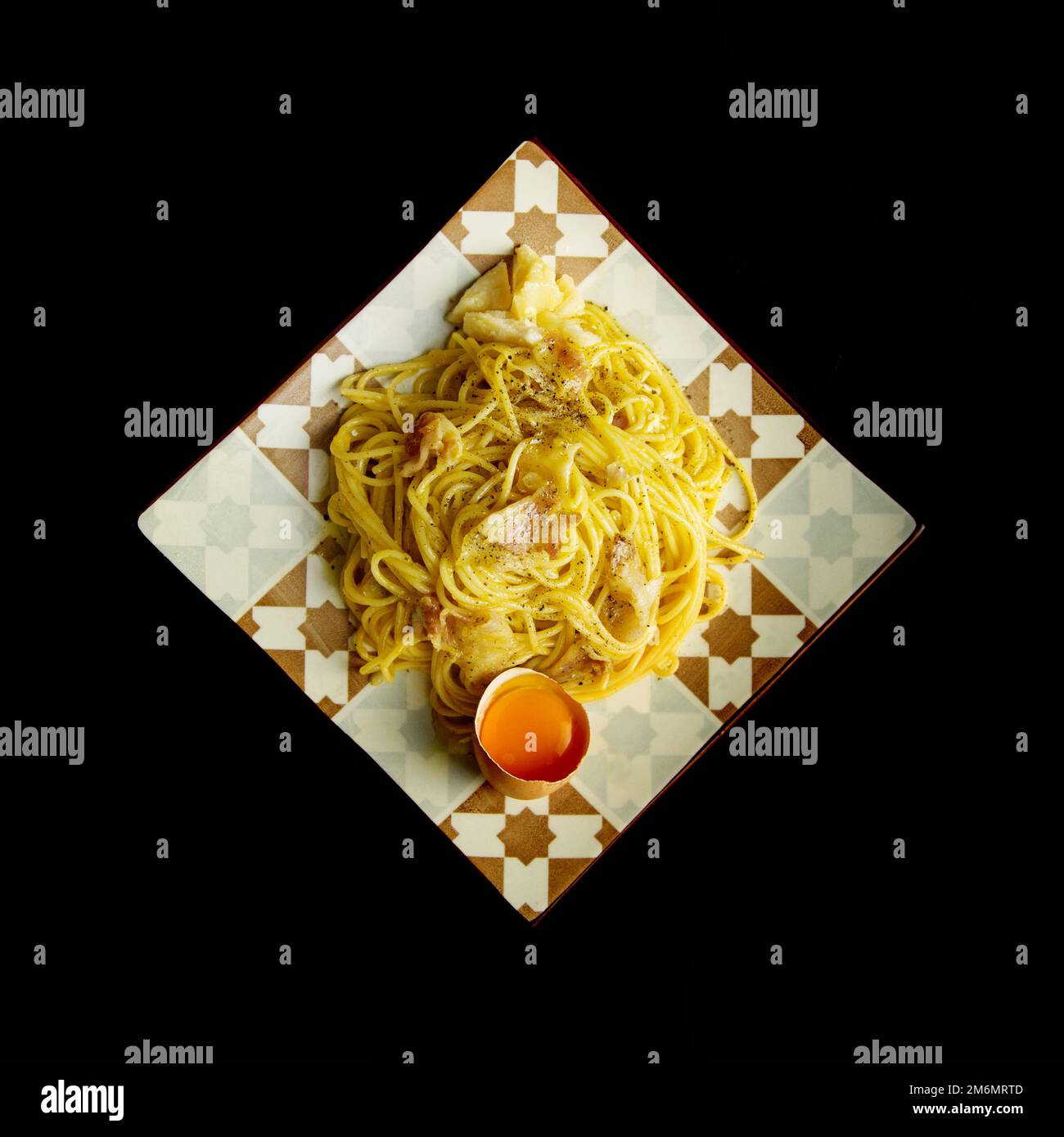 Spaghetti Carbonara is an Italian pasta dish from Rome made with eggs