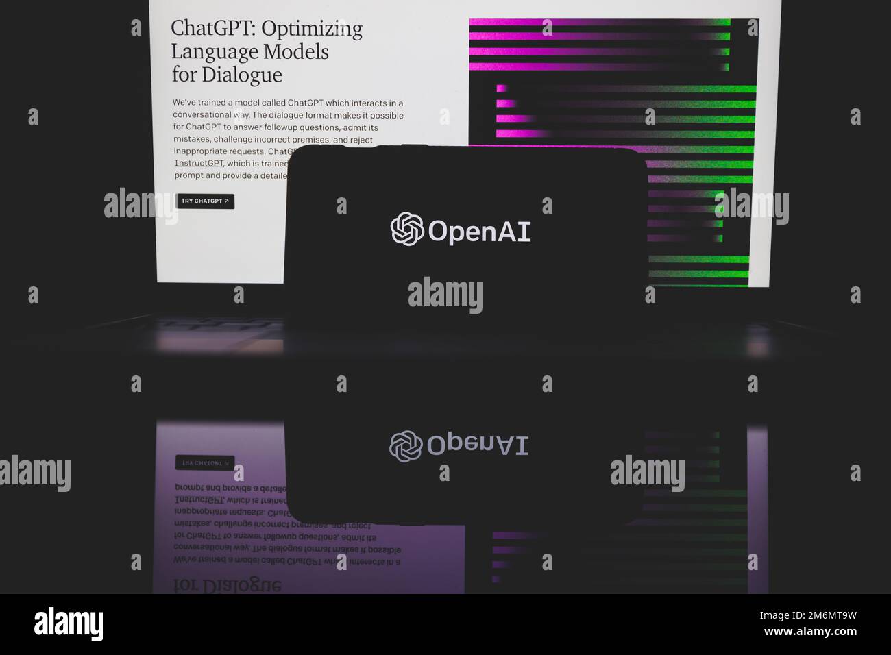ChatGPT OpenAI artificial intelligence computer program on PC screen Stock Photo