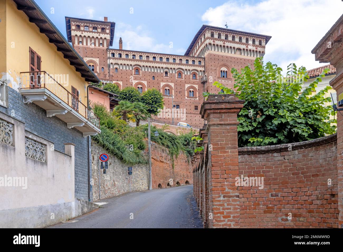 View of Castello Cereseto in Piedmont in the evening in summer Stock Photo