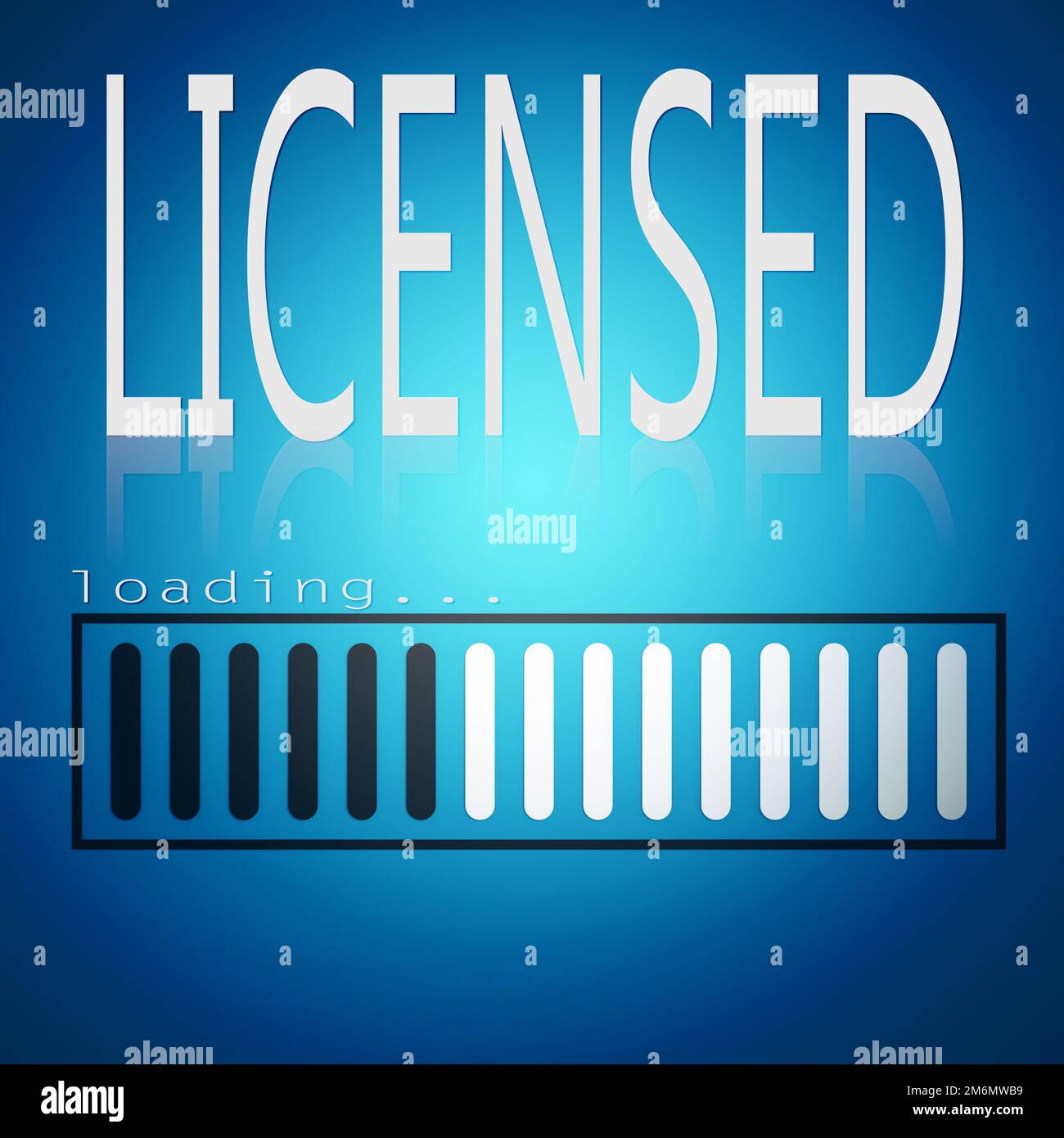 Licensed word with blue loading bar Stock Photo