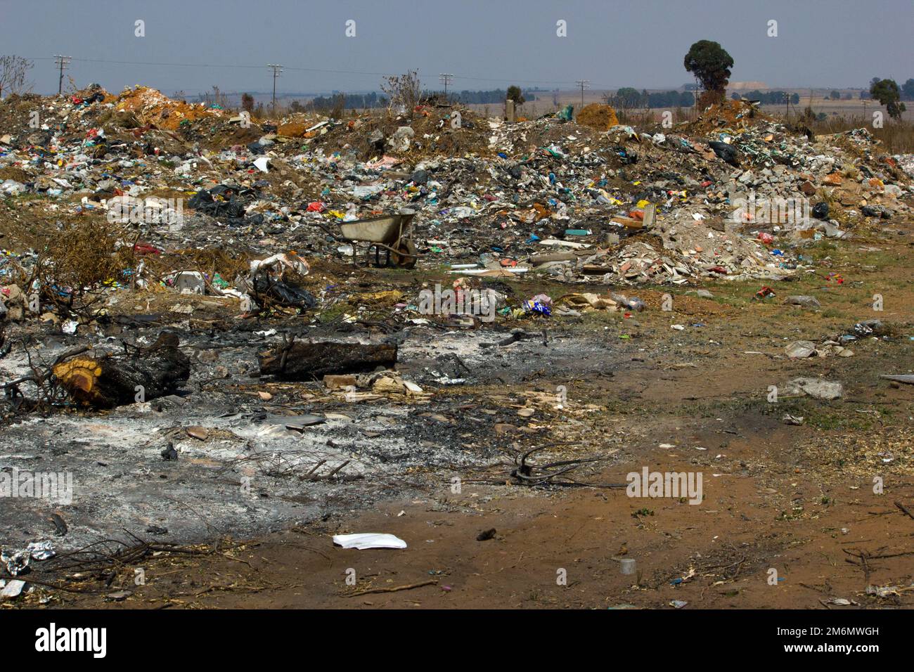 stock photo of garbage, wire and other plastic objects and trash at