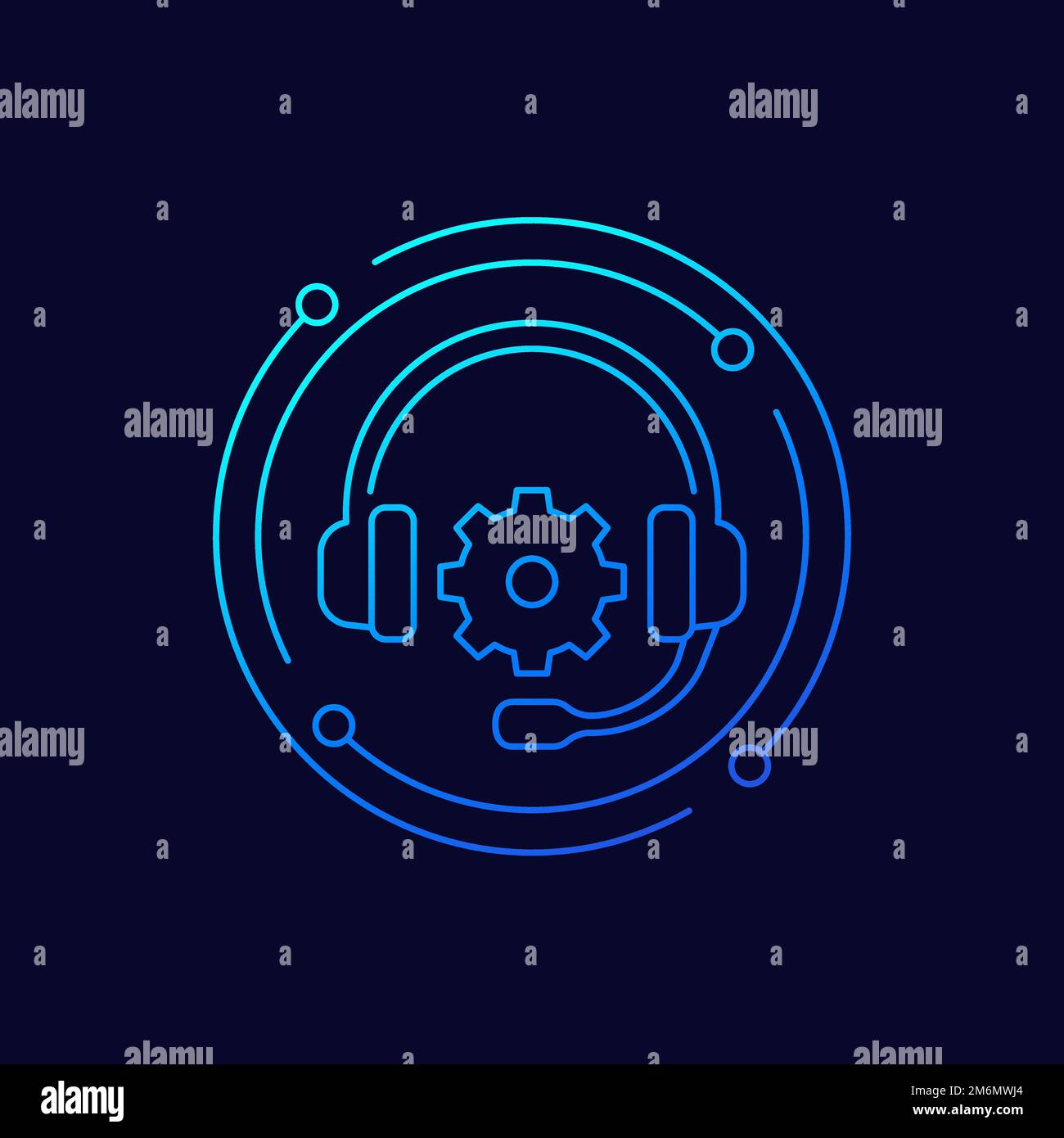 support service icon with headset and gear Stock Vector Image & Art - Alamy