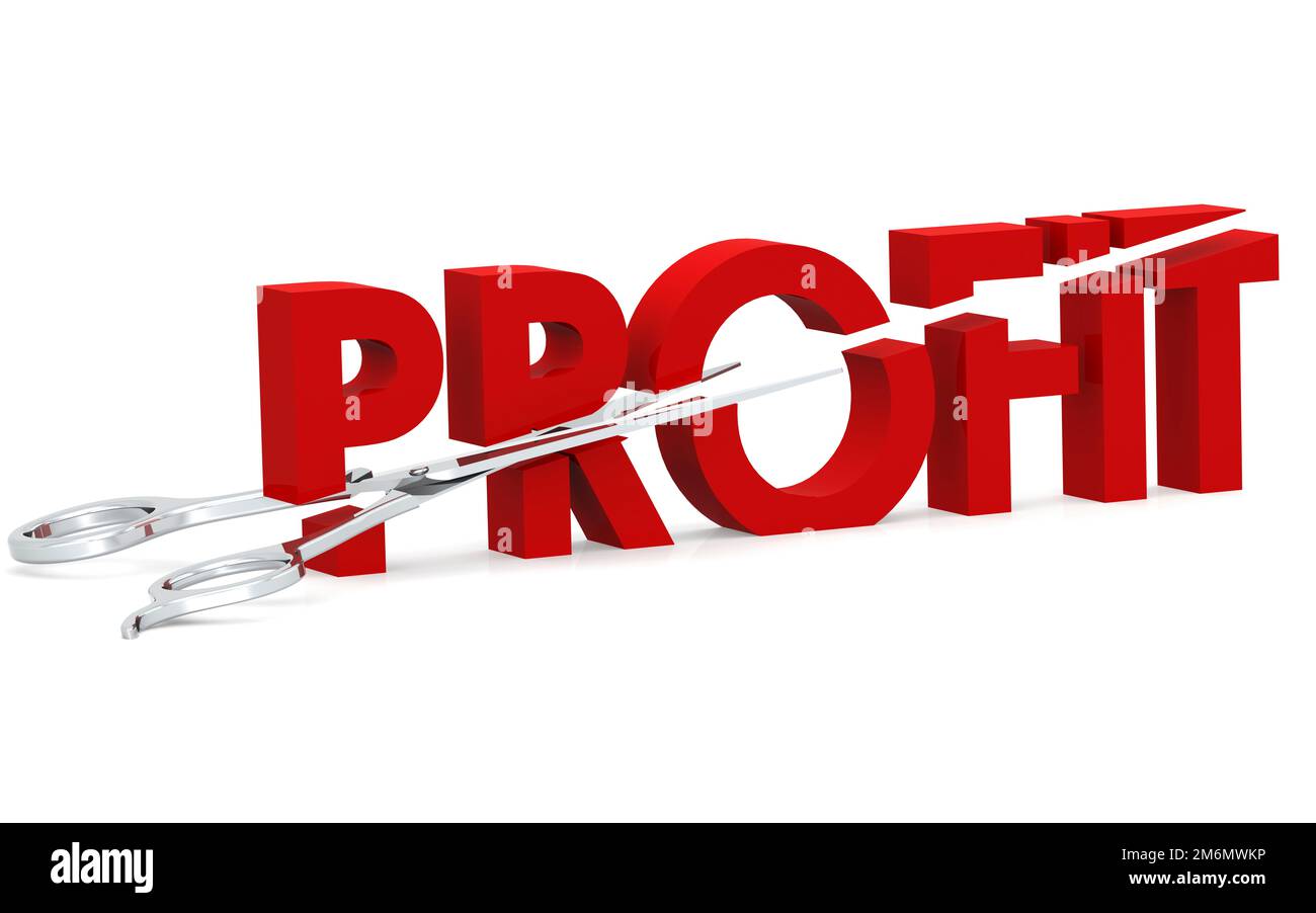 Scissor cut the profit word Stock Photo