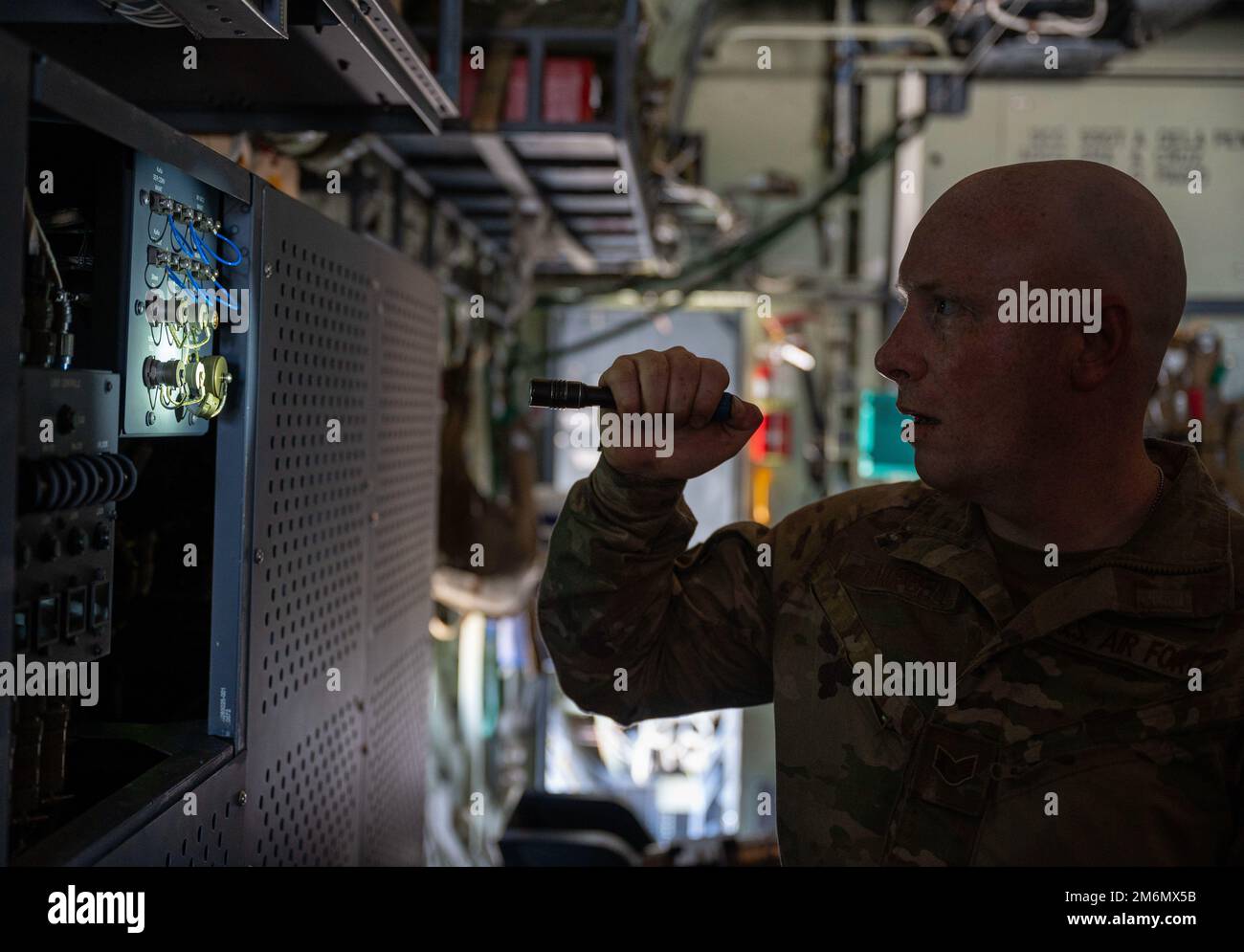 U.S. Air Force Staff Sgt. Caleb Campbell, an aerial gunner with the ...