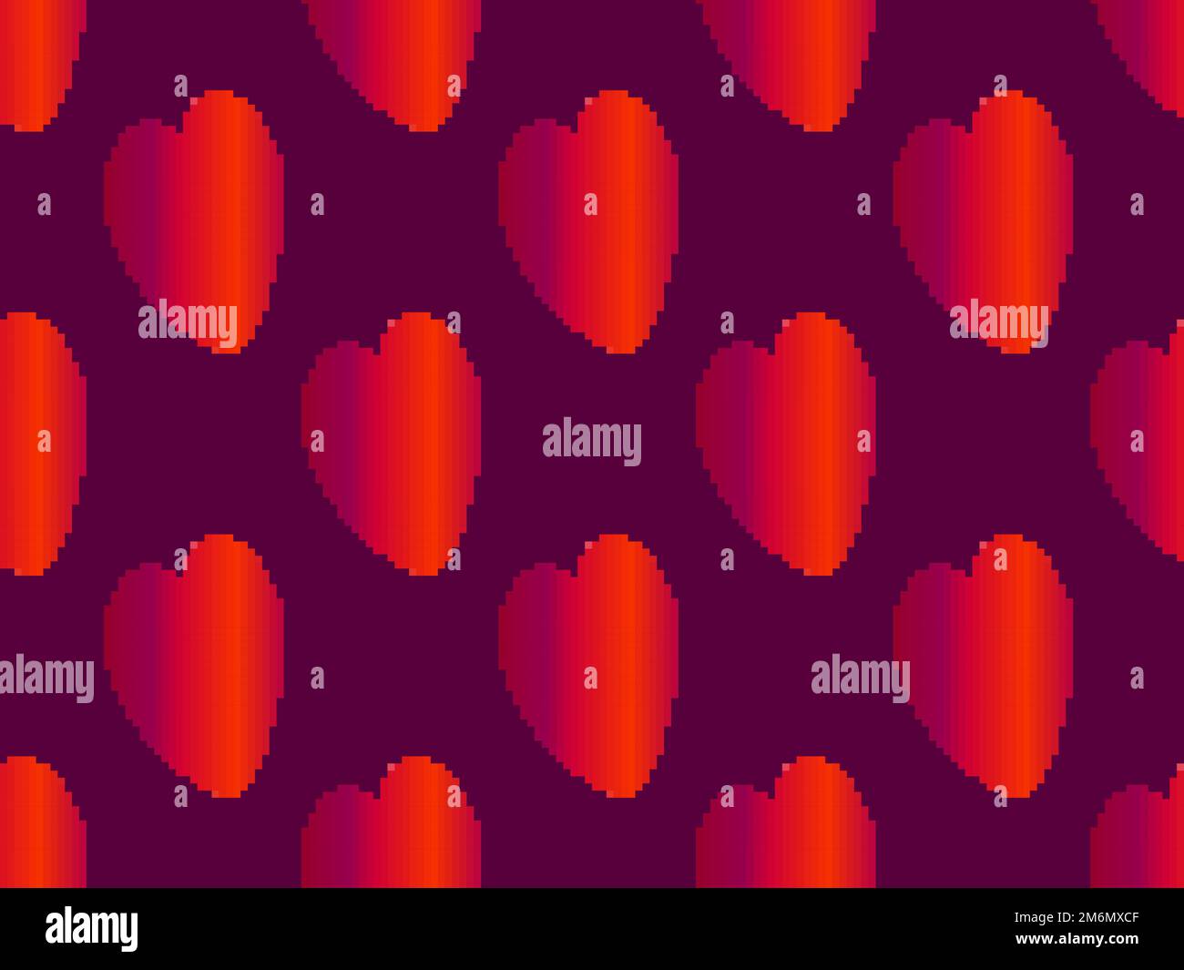 Seamless pattern with pixel hearts and gradient colors. Happy Valentine ...