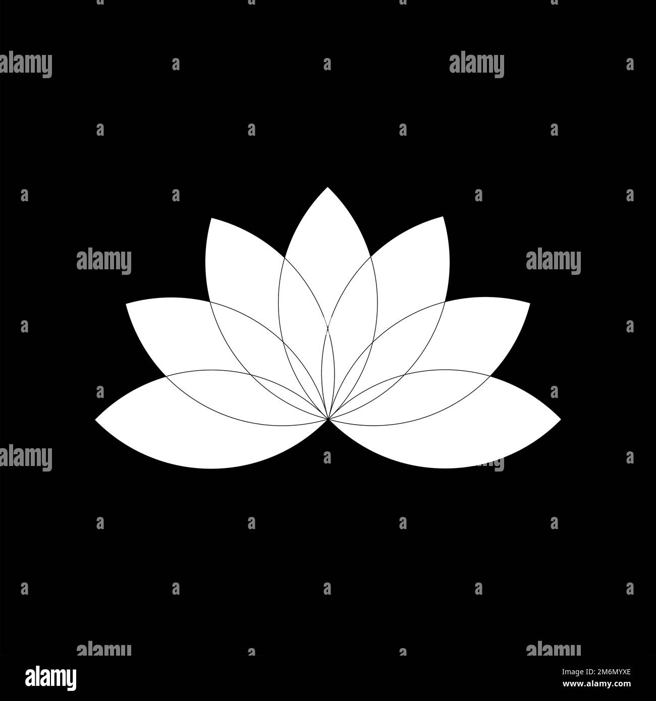 Lotus flower white black background Vector icon Vector