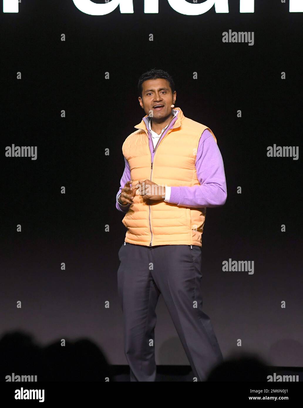 Palantir COO Shyam Sankar speaks during the CES 2023 media day at
