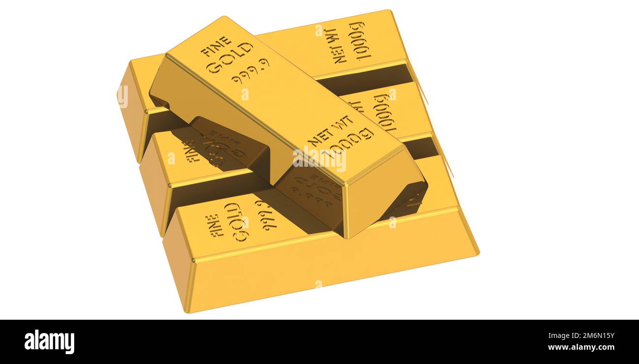 Gold bars isolated on white background Stock Photo - Alamy