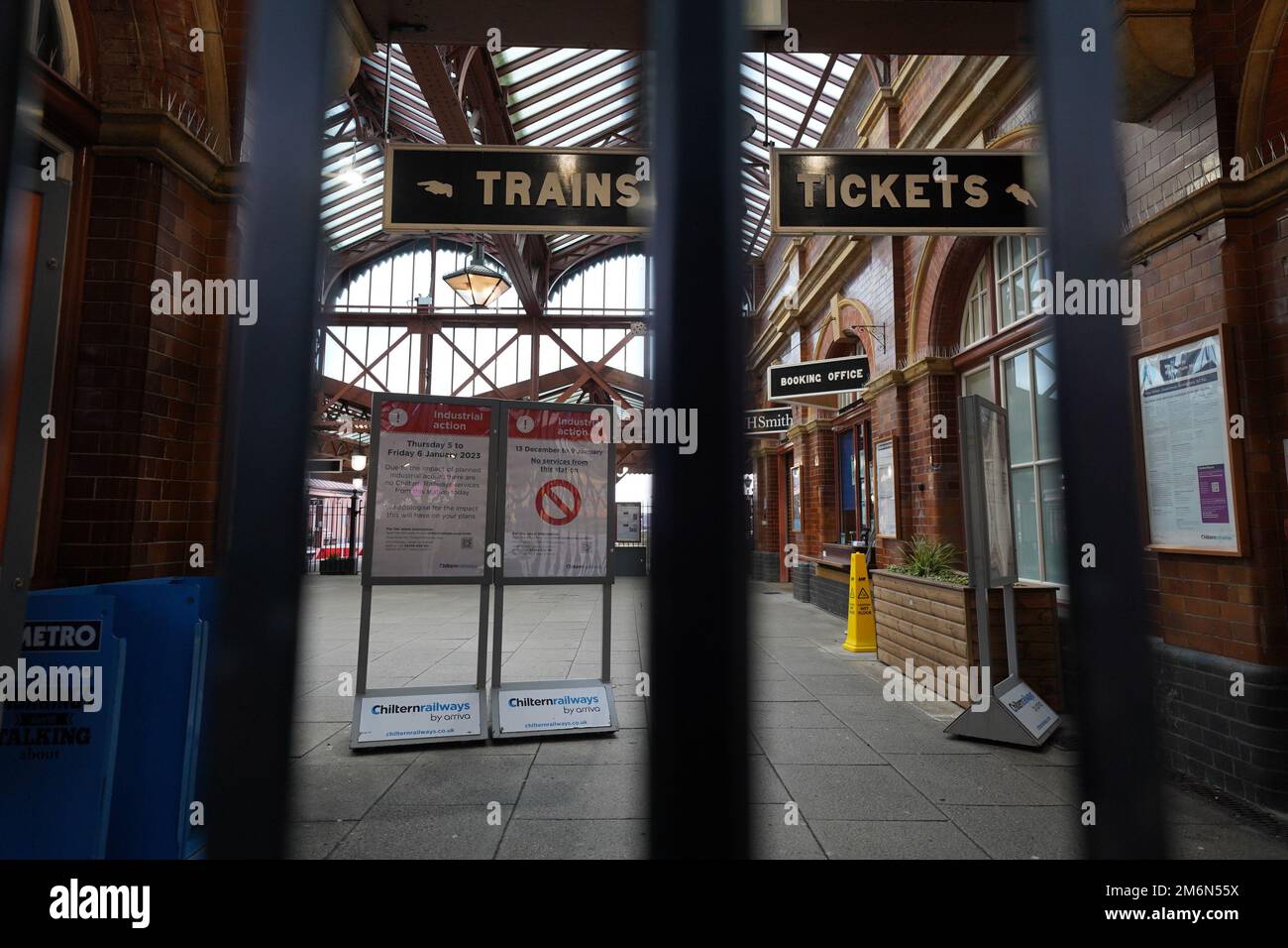 A closed Birmingham Moor Street station during a strike by train