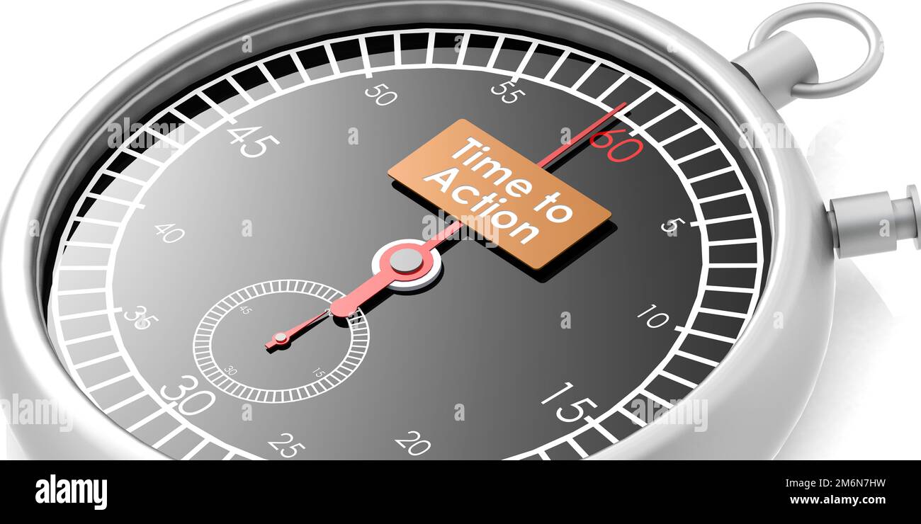 Time to action word and stopwatch Stock Photo