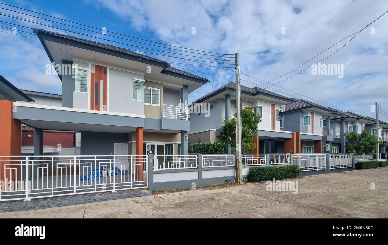 Thai Suburban area with modern family houses, newly built modern family ...
