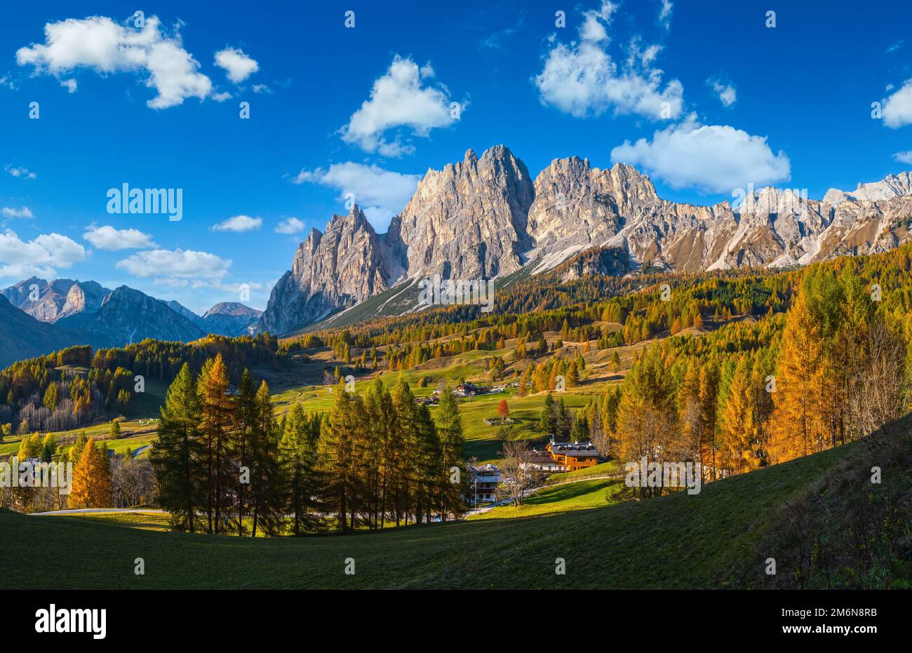 Autumn Cortina d'Ampezzo environs, Italy Dolomites Stock Photo