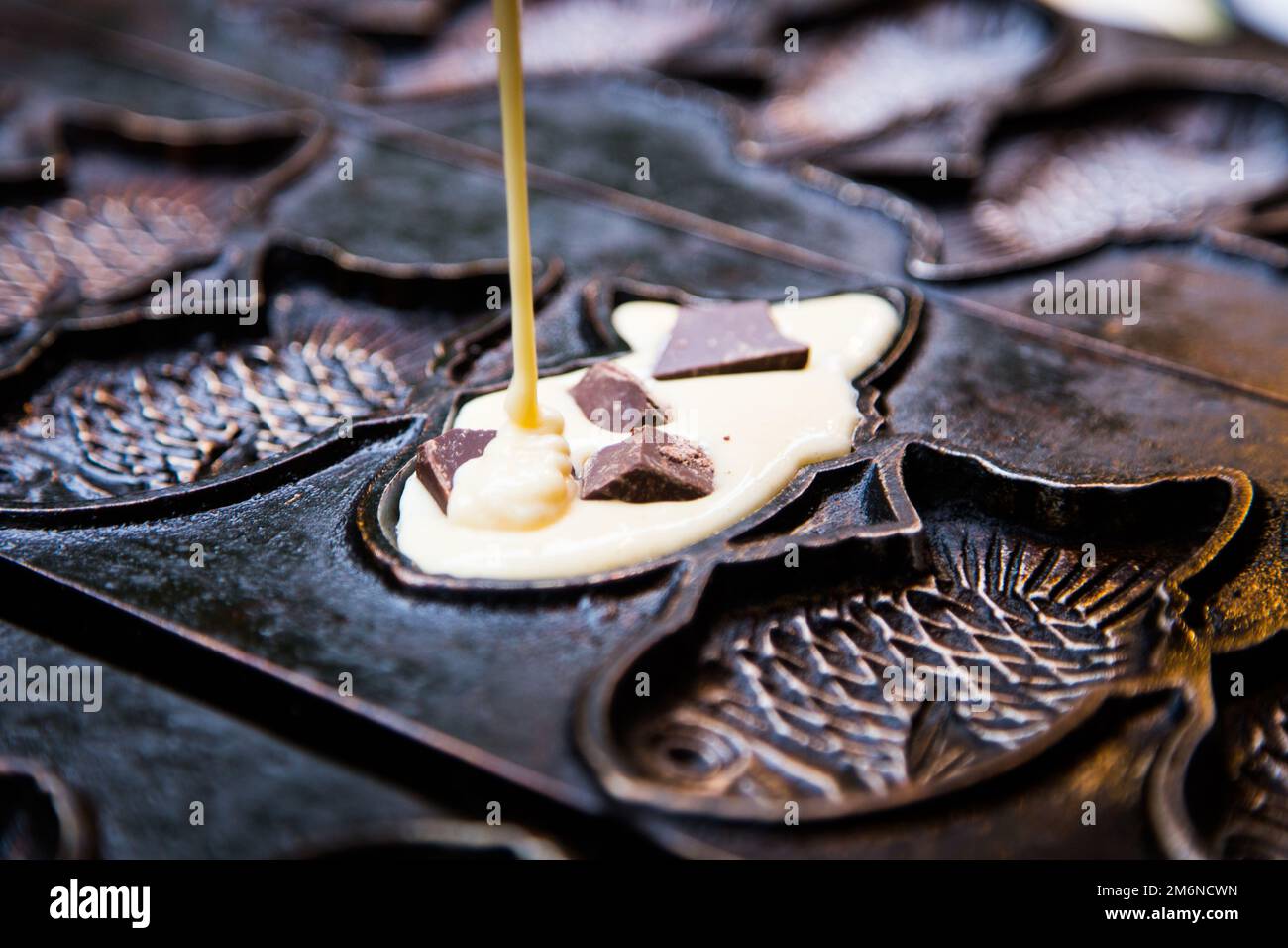 Taiyaki is a fishshaped Japanese cake. The most common filling is