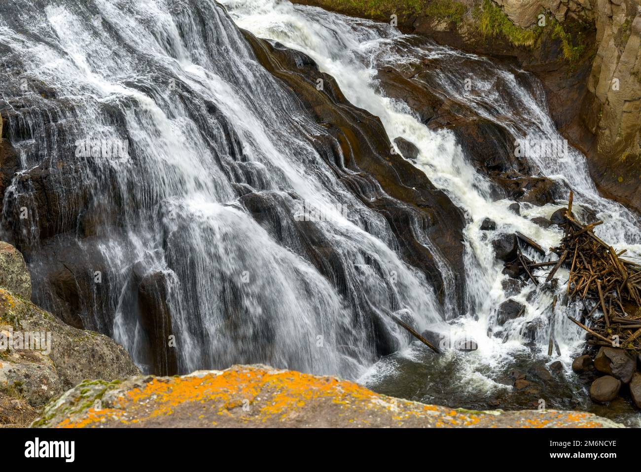 View of Gibbon Falls in Yellowstone Stock Photo