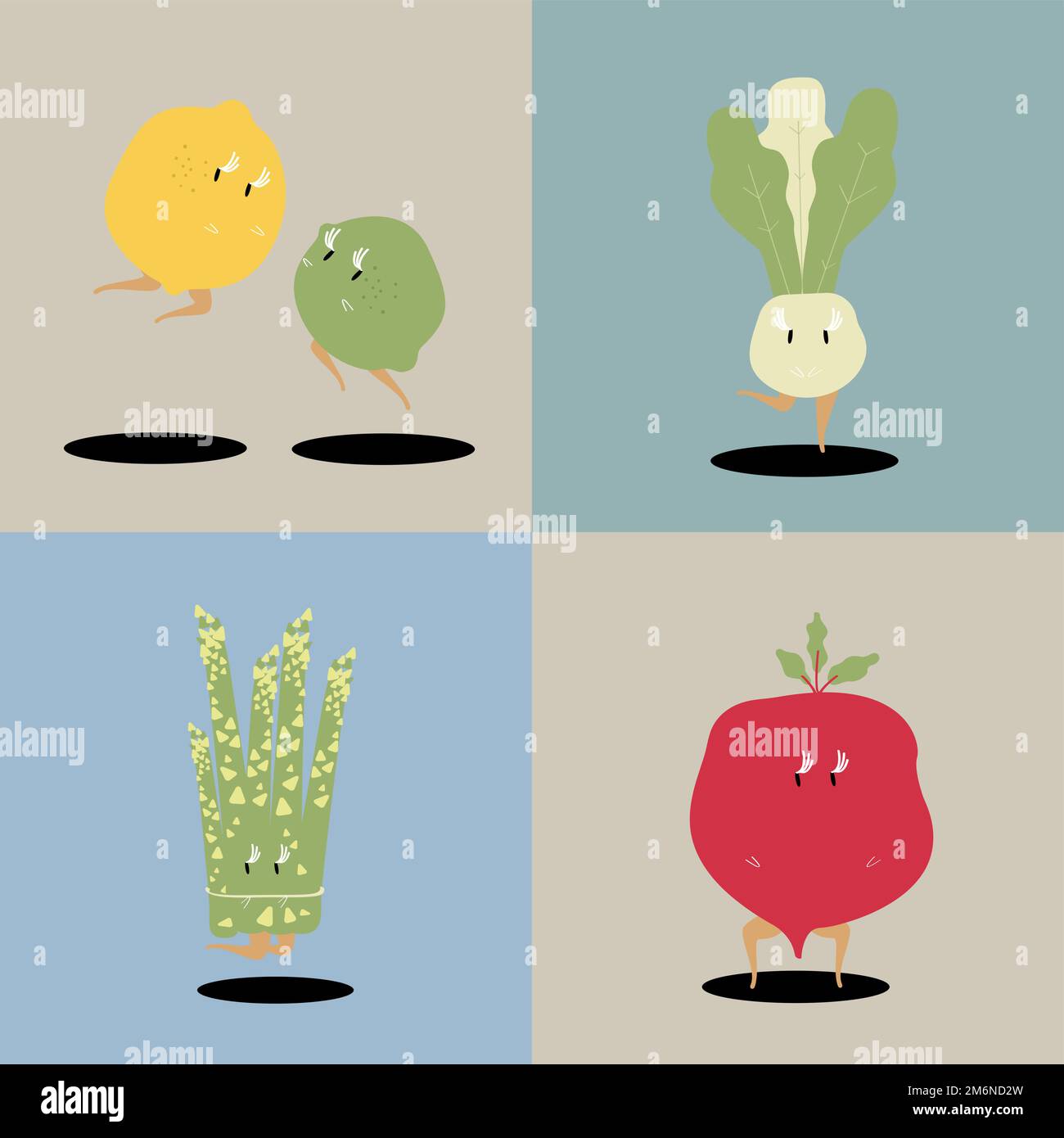 Fresh vegetable cartoon characters vector set Stock Vector Image & Art Alamy