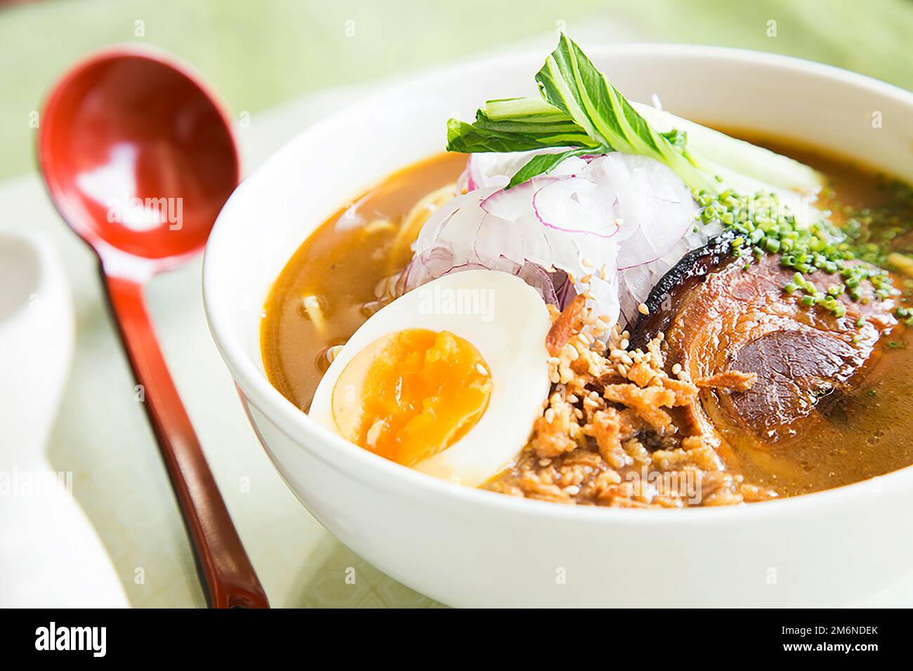Japanese soup Ramen with pork and vegetables. Traditional Osaka recipe Stock Photo Alamy