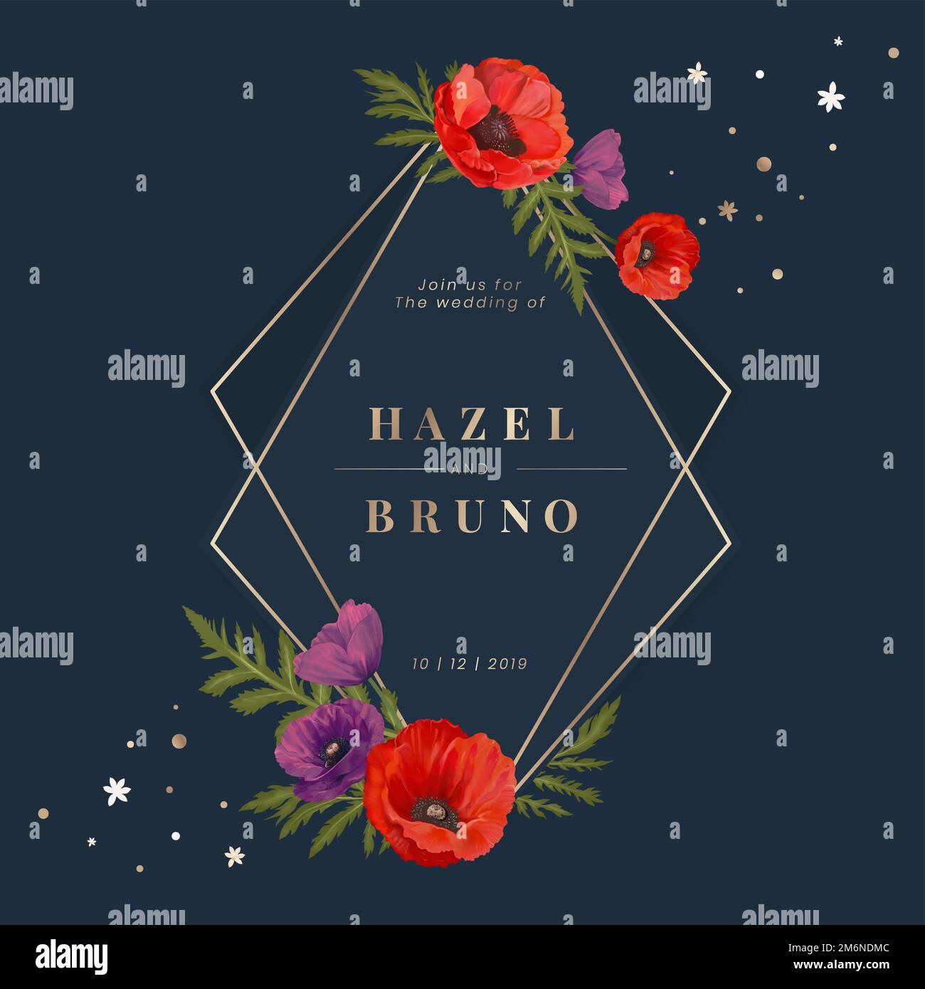 Floral wedding invitation design vector Stock Vector Image & Art Alamy