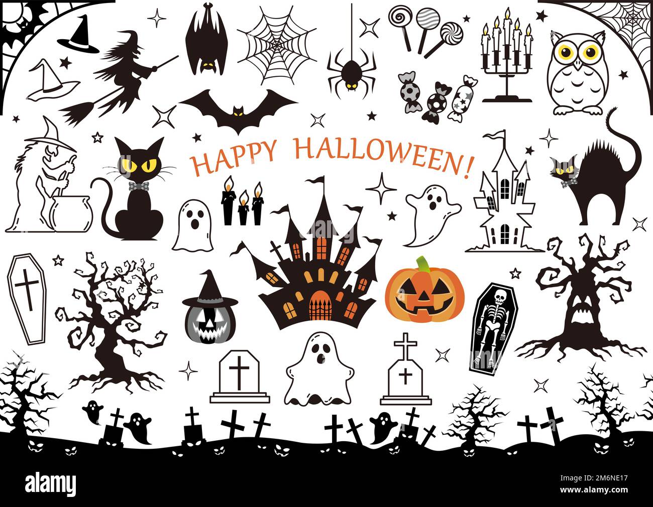 Happy Halloween Vector Design Element Set Isolated On A White Background. Stock Vector