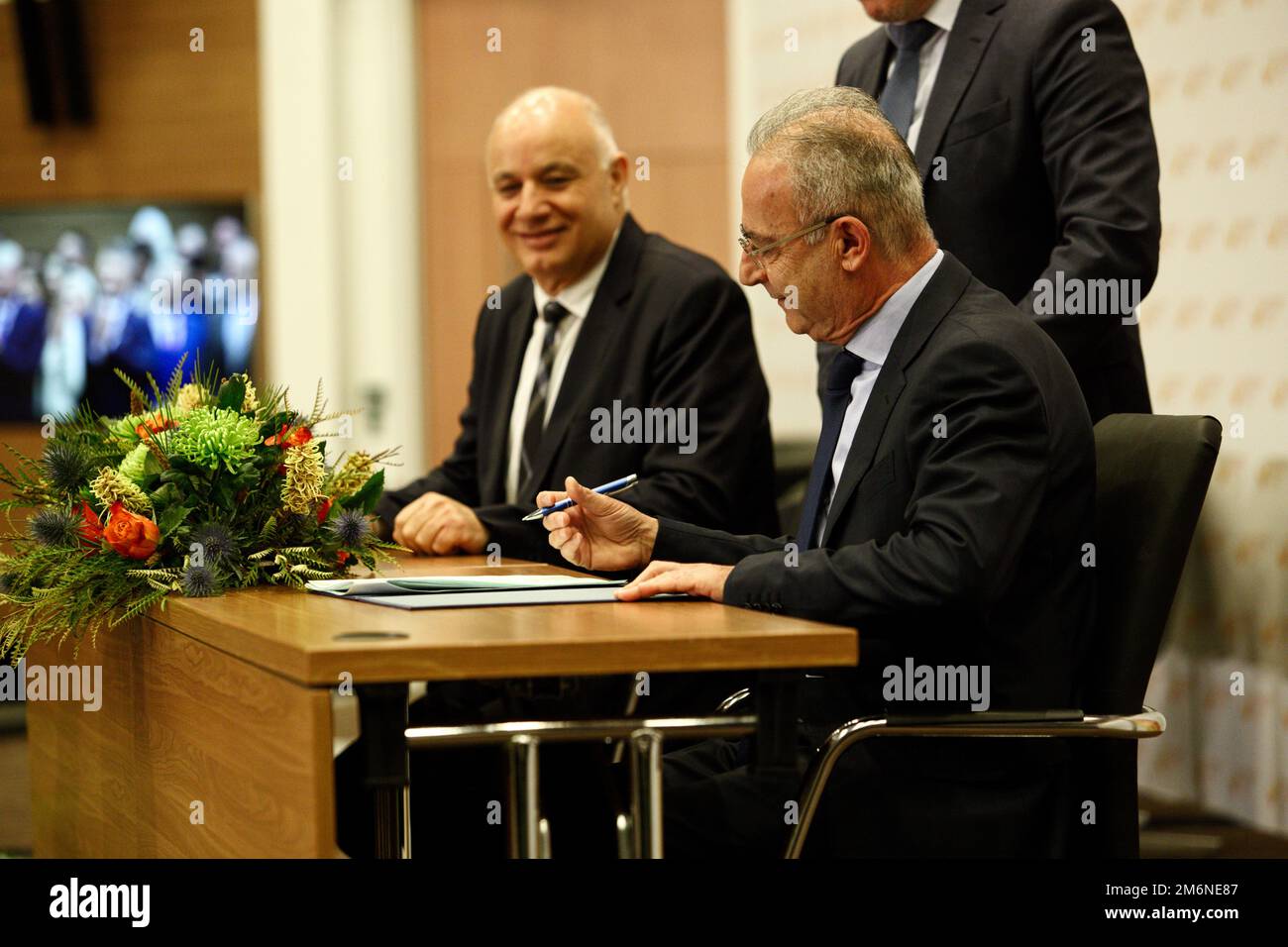 Averof Neofyrou signs his nomination for the Cyprus Presidential