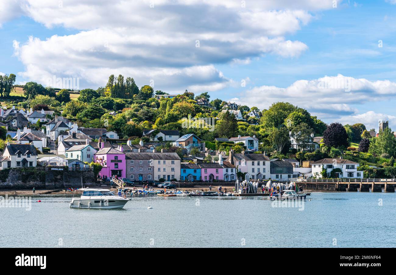 Boats and Yachts on River Dart over Dittisham and Greenway Quay, Devon