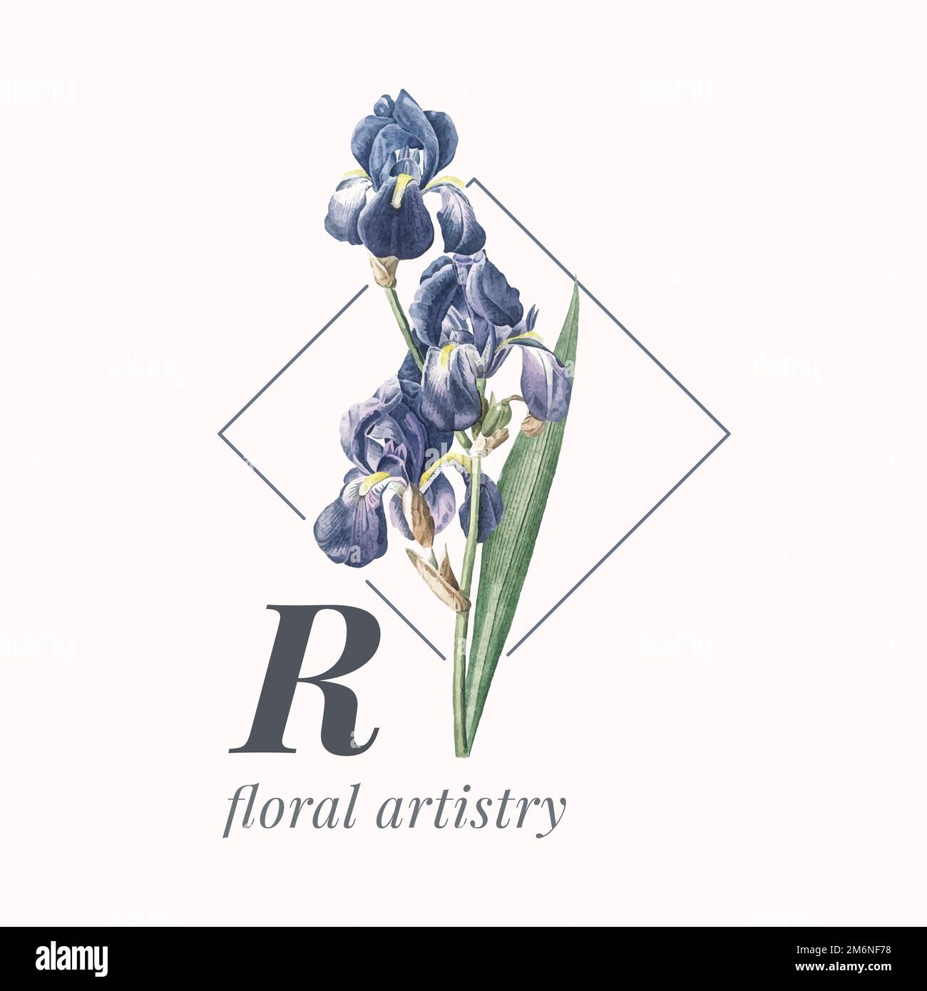 R floral artistry logo vector Stock Vector