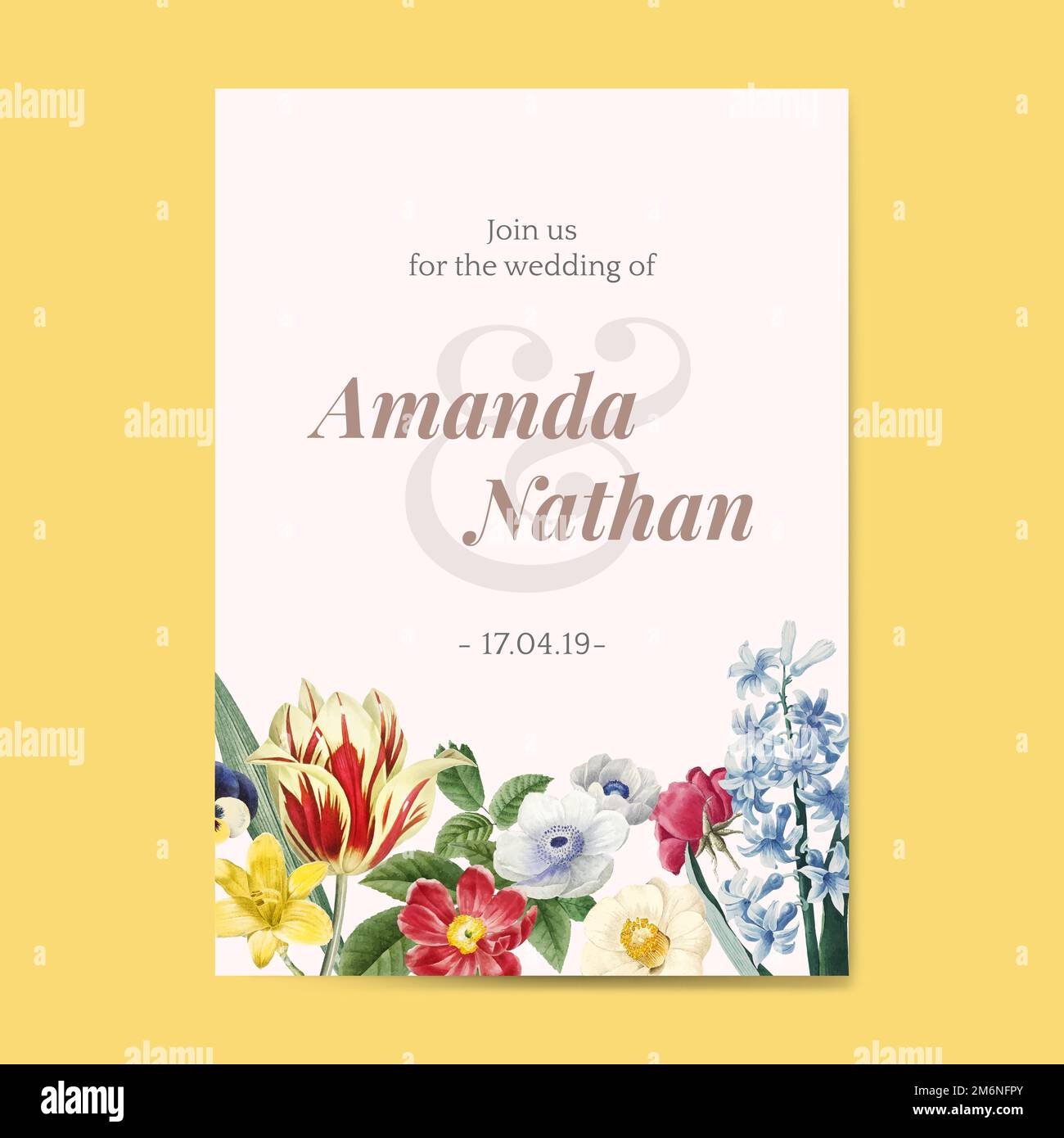 Floral wedding invitation card vector Stock Vector