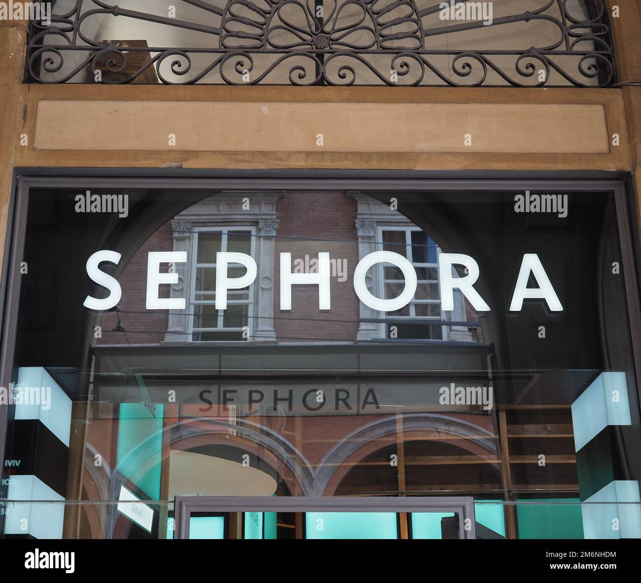 BOLOGNA, ITALY CIRCA SEPTEMBER 2022 Sephora storefront sign Stock