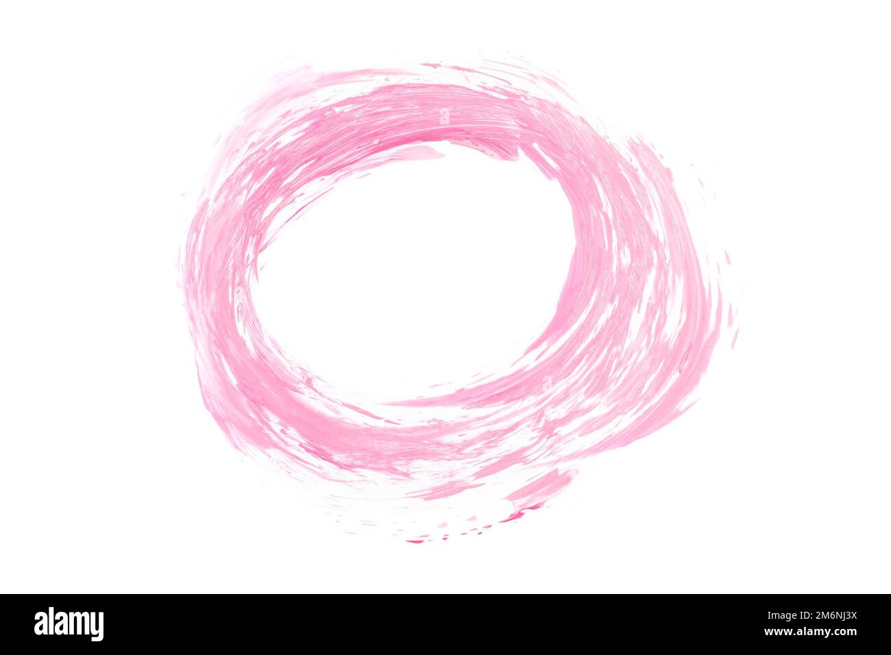 Abstract artistic acrylic pink pastel circle paint brush. Isolated on white background. Stock Photo