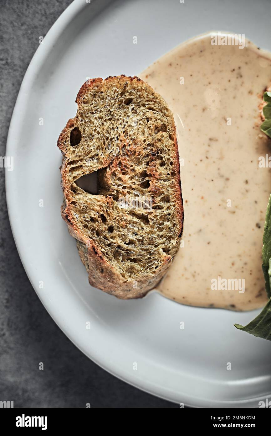 Sourdough Wholewheat Bread Slice with Herbs Stock Photo Alamy