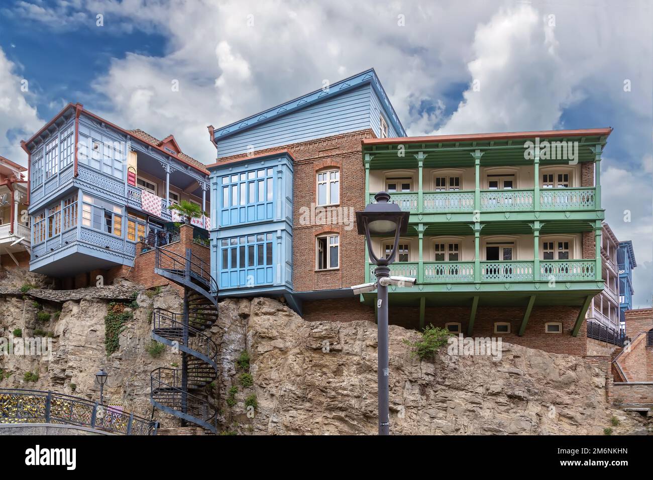 Houses with balconies, Tbilisi, Georgia Stock Photo